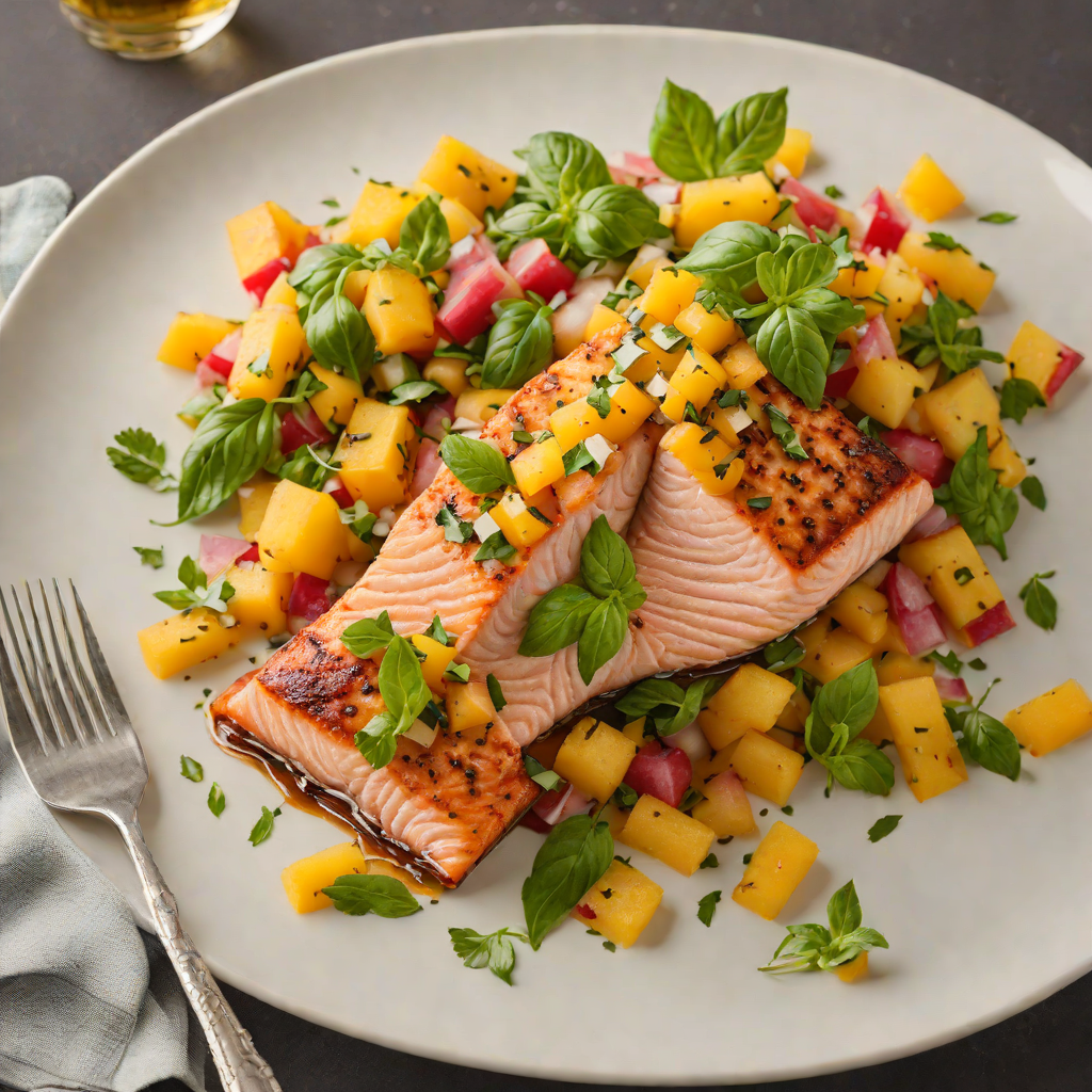 Pan-Seared Salmon with Peach and Basil Salsa