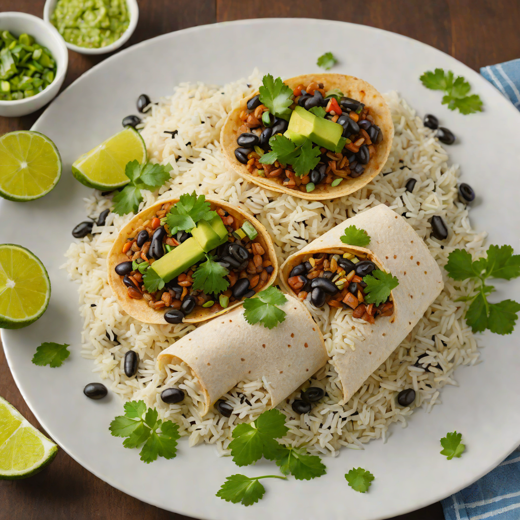 Mission-Style Burrito with Cilantro Lime Rice and Spiced Black Beans