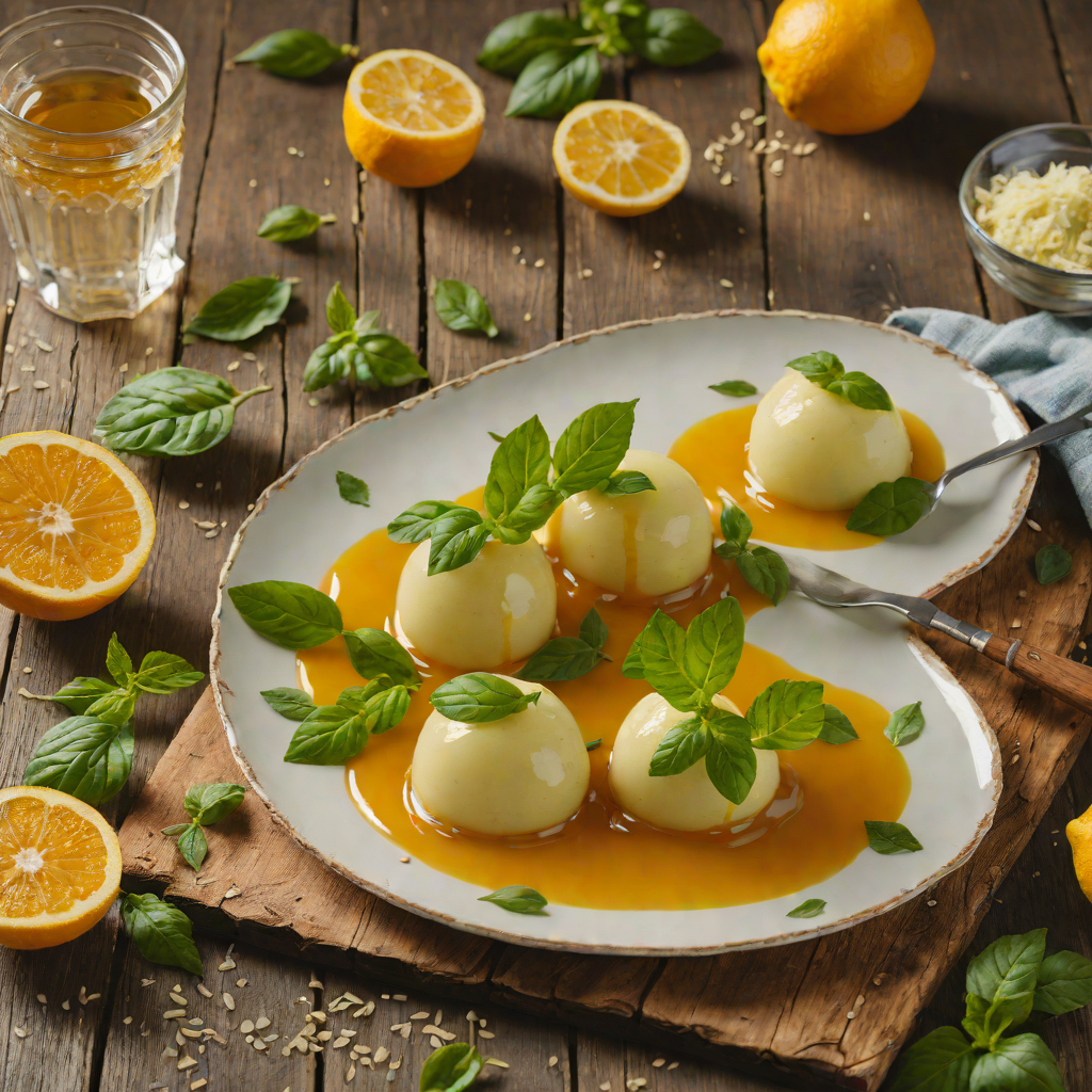 Hidden Citrus and Basil Sorbet with Spiced Honey Drizzle