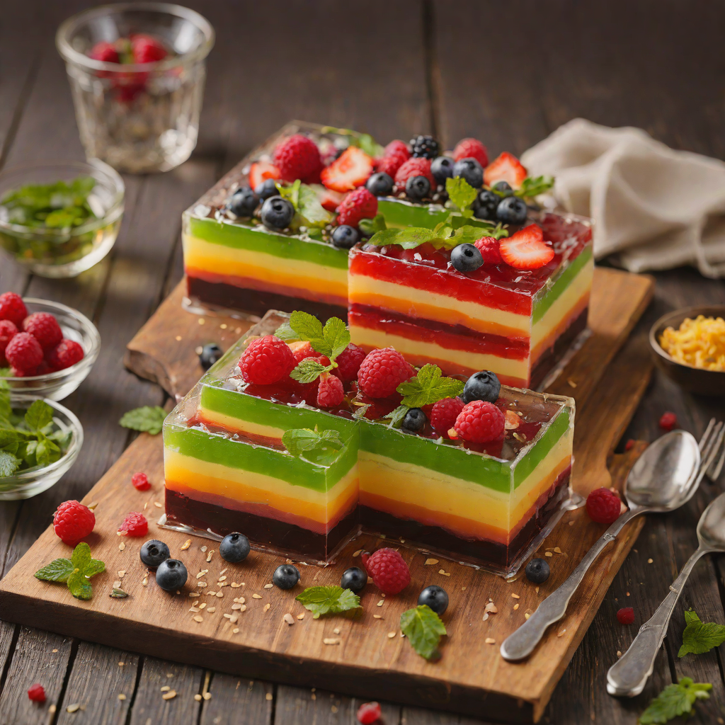 Layered Tricolor Jello Dessert
