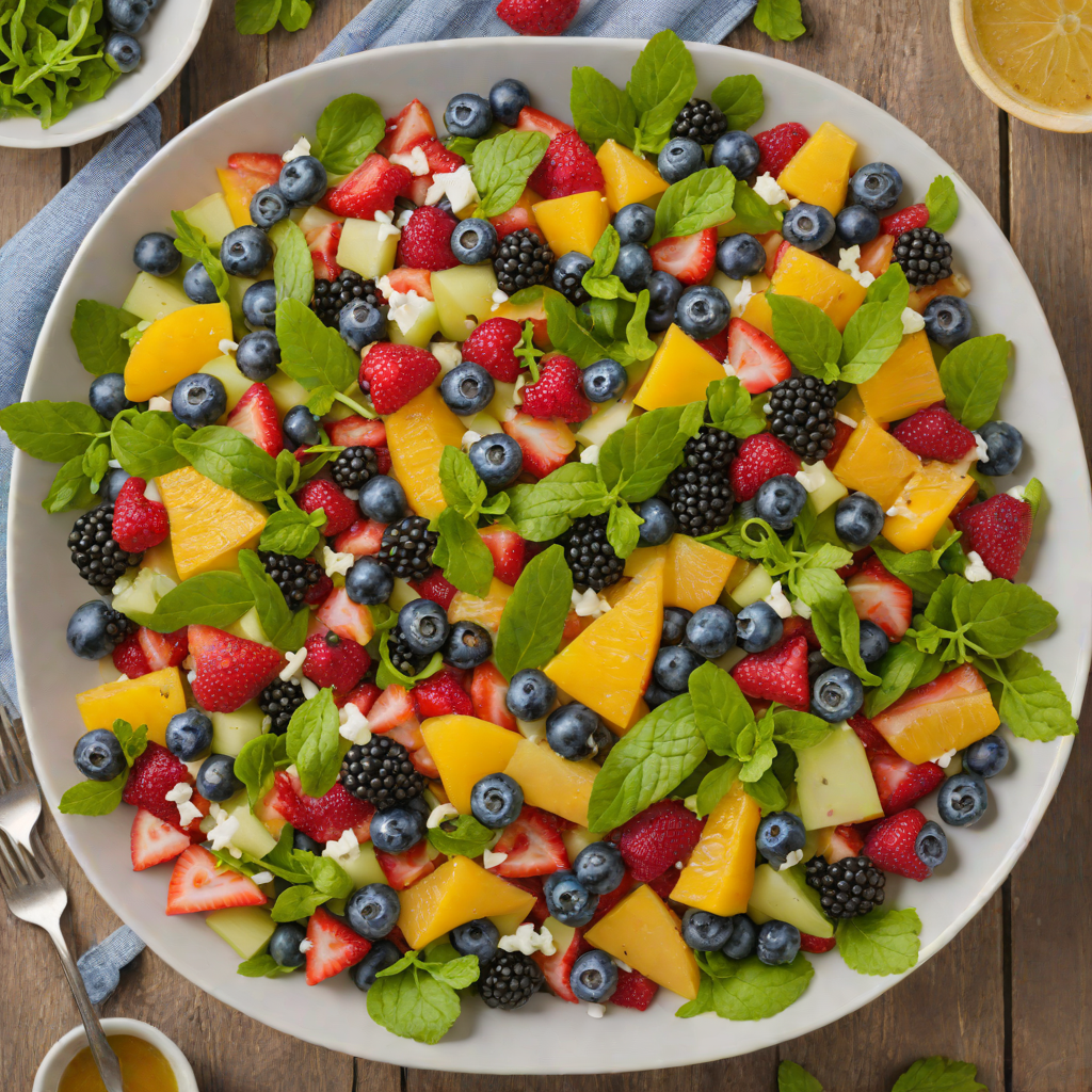 Red, White, and Blueberry Fruit Salad with Citrus Mint Dressing