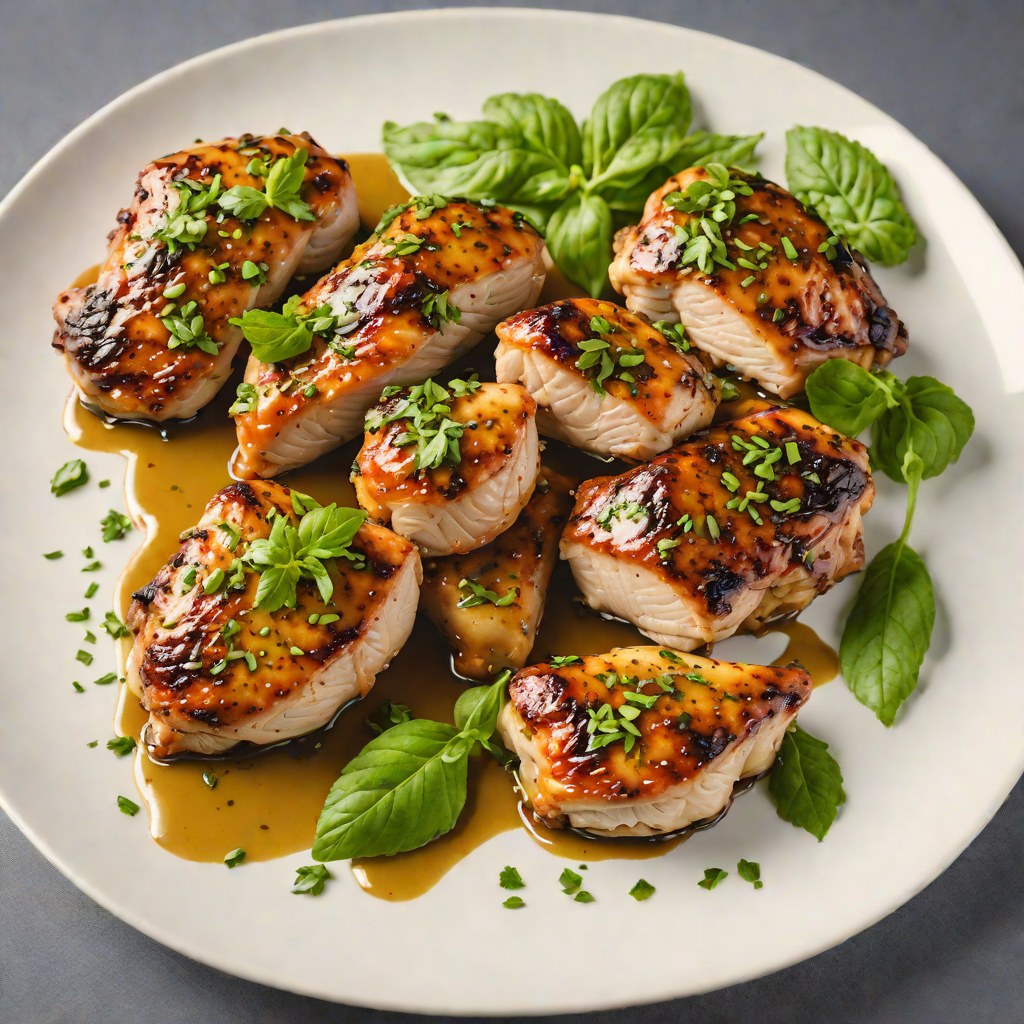 Maple-Glazed Smoked Chicken Thighs with Pesto Drizzle