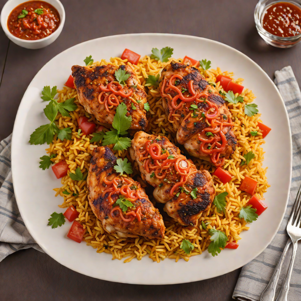 Grilled Jollof-Spiced Chicken with Tomato Pepper Sauce