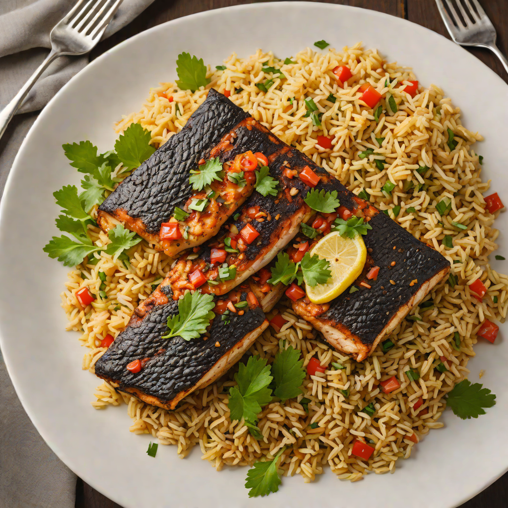 Blackened Catfish with Cajun-Spiced Rice