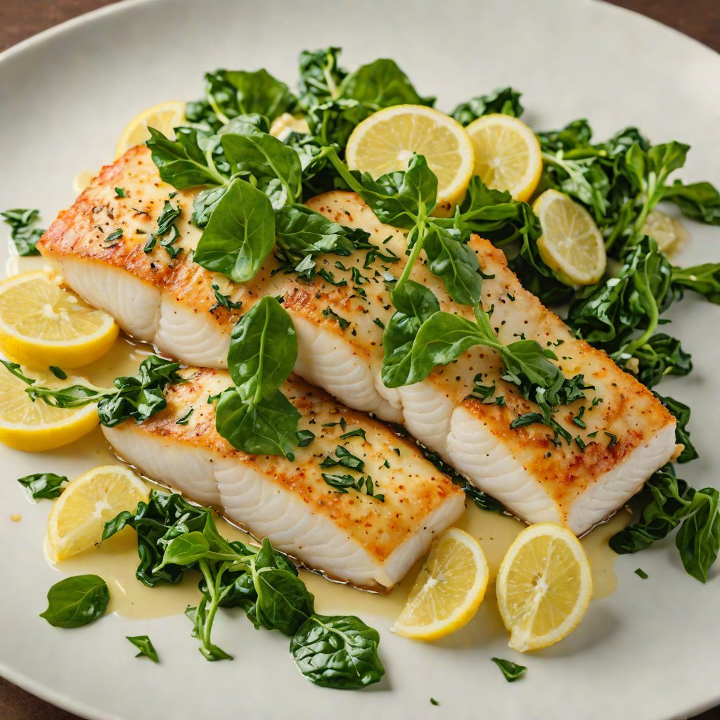 Pan-Seared Cod with Lemon Butter and Garlic Spinach