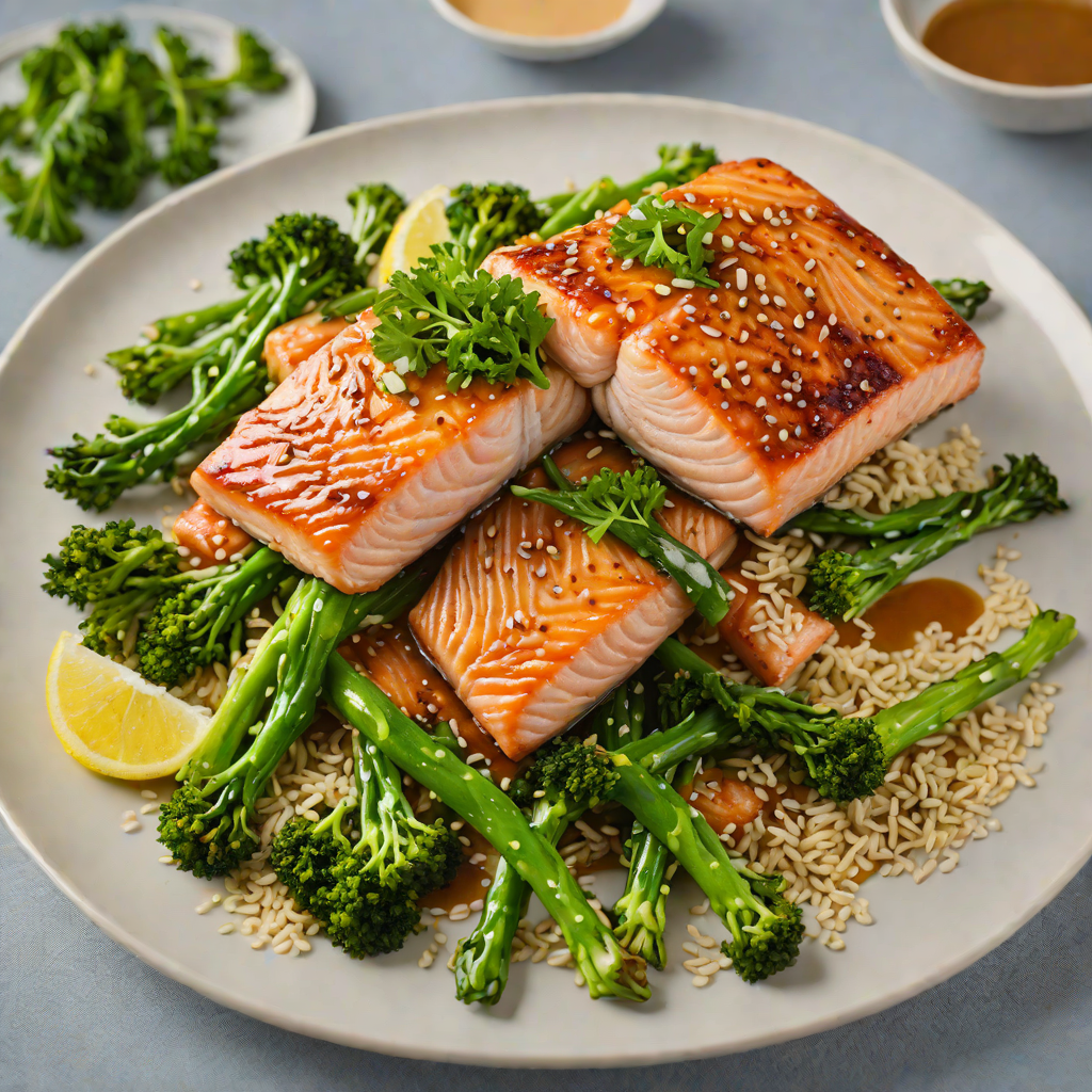 Pan-Seared Salmon with Ginger Soy Glaze and Sesame Broccolini