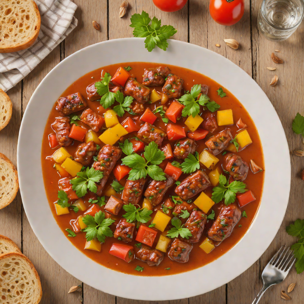 One-Pot Italian Sausage and Pepper Stew with Garlic and Tomato