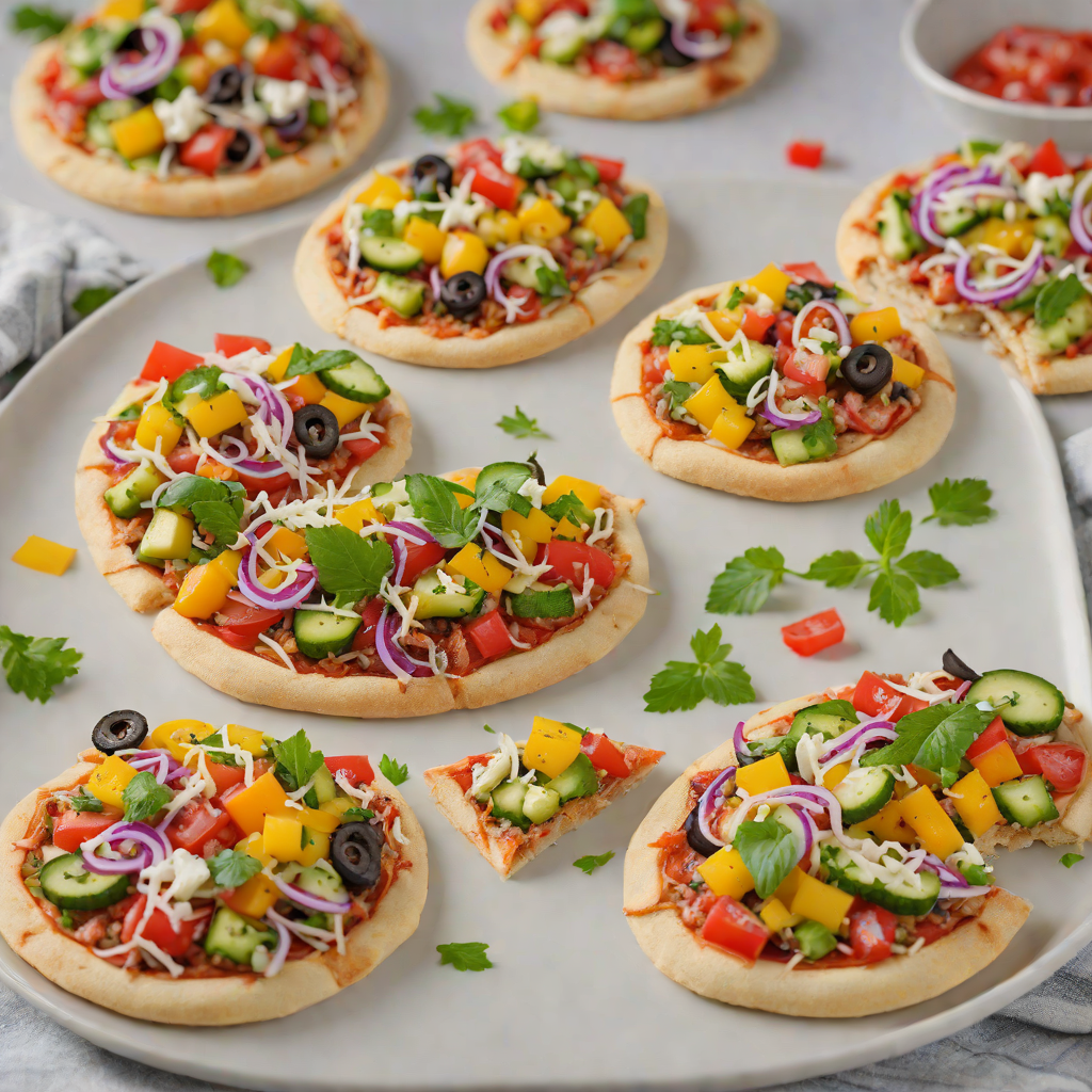 Vegetarian Mini Pita Pizzas with Colorful Veggies