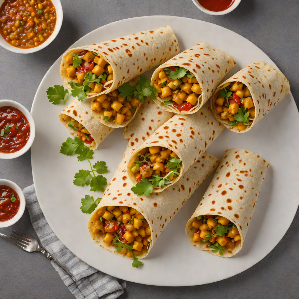 Curried Chickpea and Aloo Roti Wrap