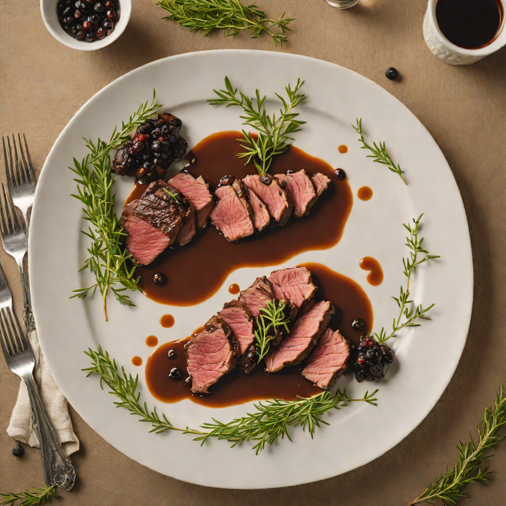 Mountain Herb-Rubbed Roasted Venison with Juniper Berry Sauce