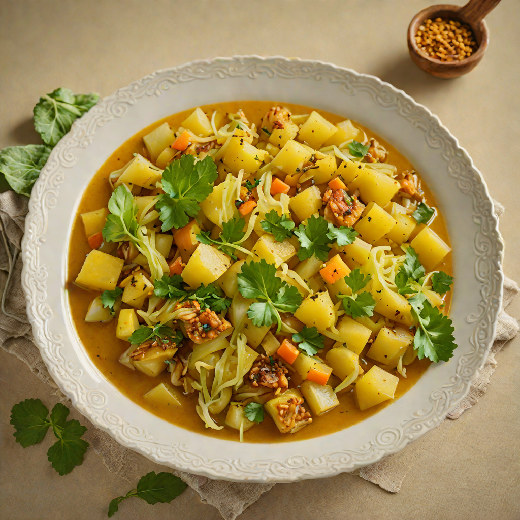 Cabbage and Potato Alicha Stew with Turmeric