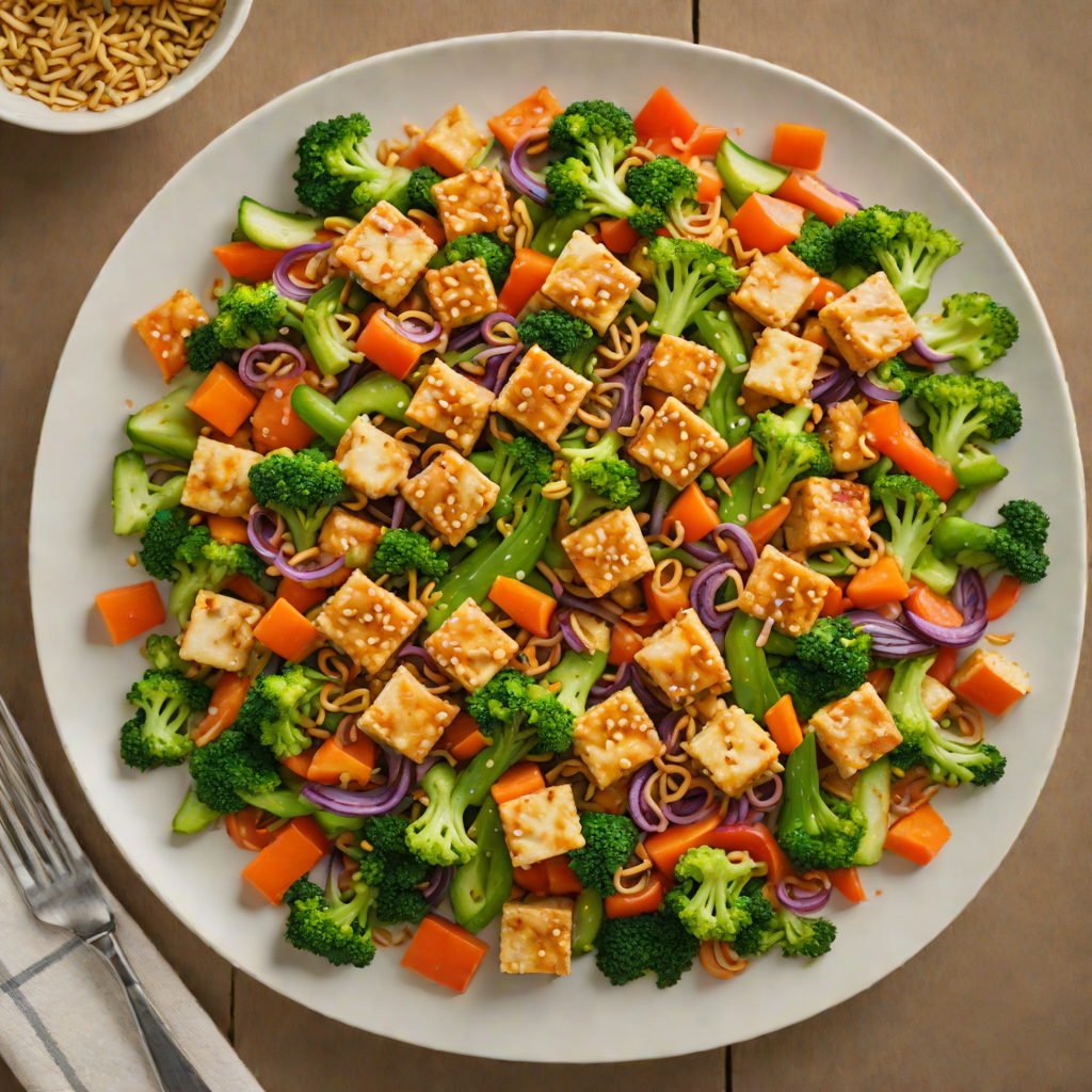 Sautéed Garlic-Ginger Tofu Stir Fry with Mixed Vegetables