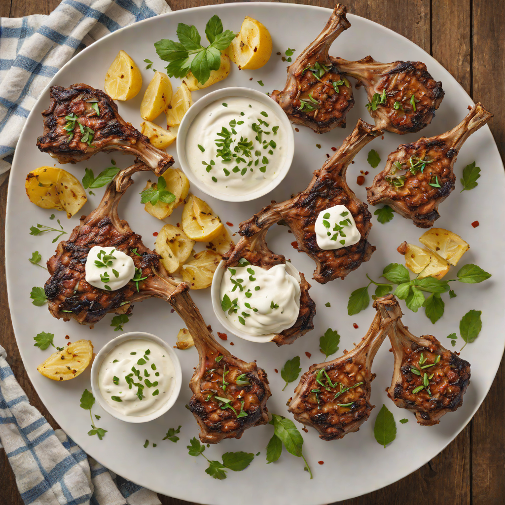 Herb-Rubbed Grilled Lamb Chops with Garlic Yogurt Sauce