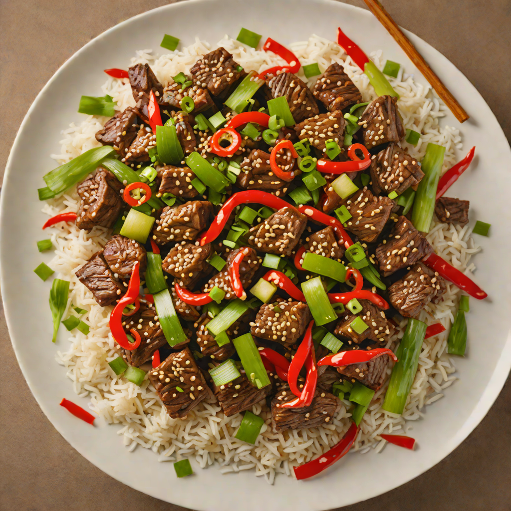 Stir-Fried Ginger Beef with Scallions and Red Chili