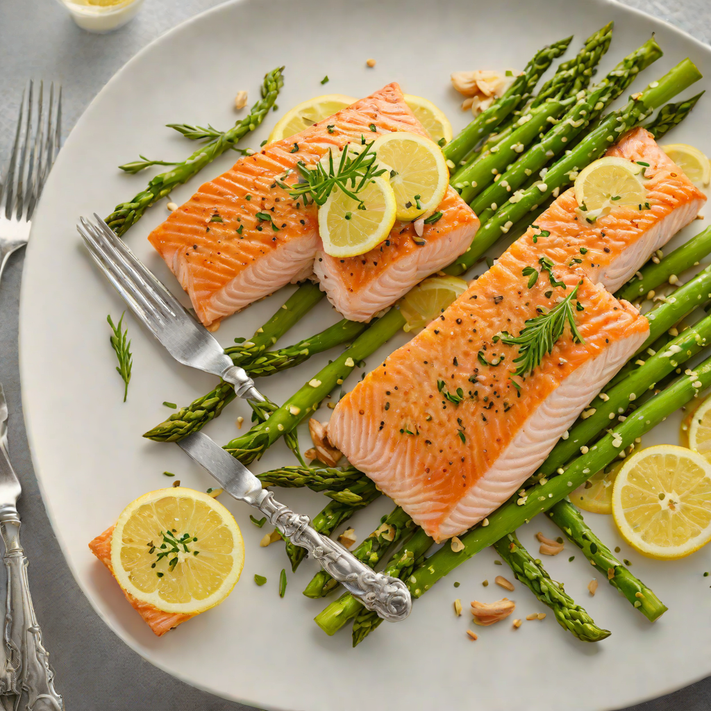 Pan-Seared Salmon with Garlic Lemon Butter and Sautéed Asparagus