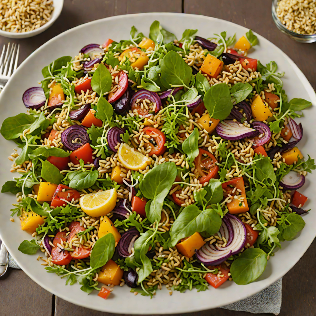Four-Grain Salad with Roasted Vegetables and Lemon Vinaigrette