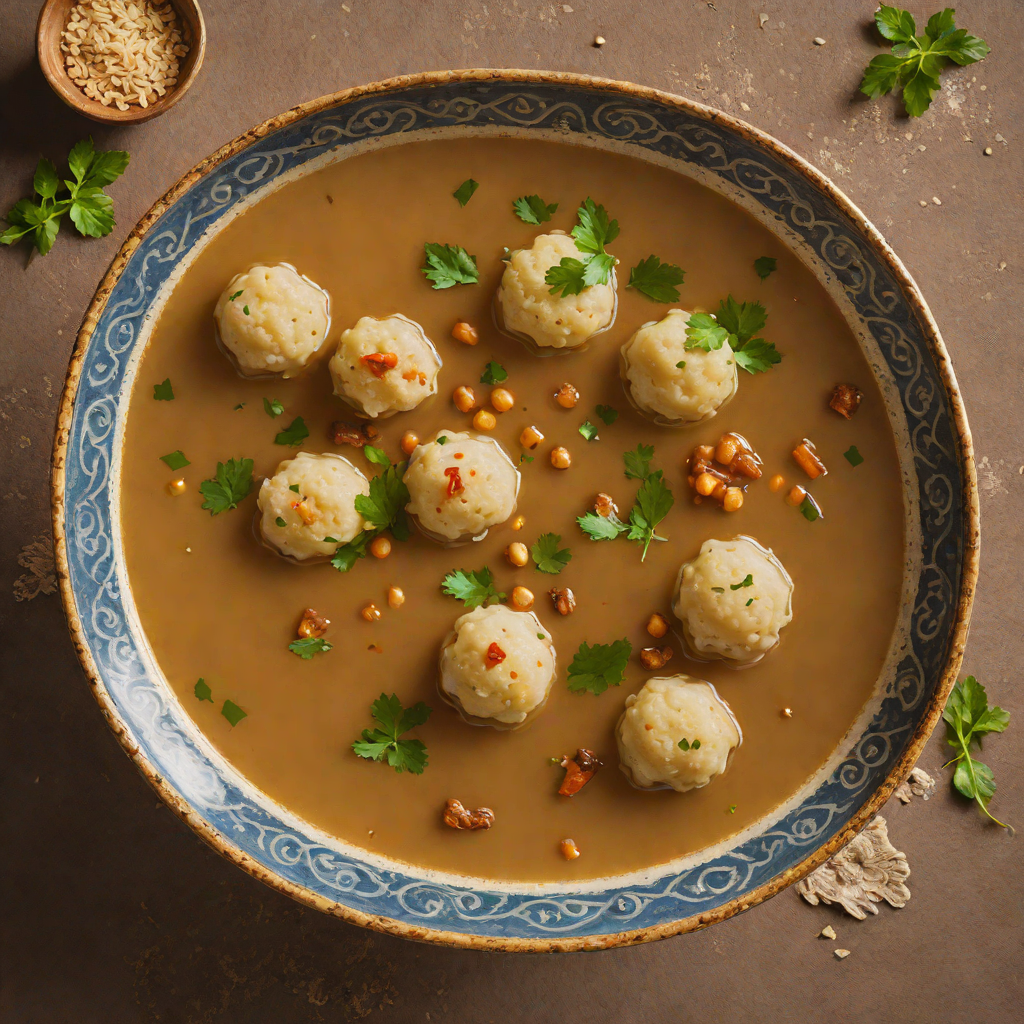 Spiced Urojo Soup with Tamarind and Chickpea Dumplings