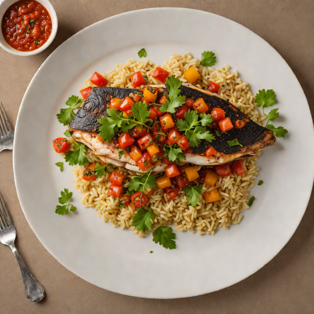 Grilled Daga Fish with Ugali and Spiced Tomato Relish