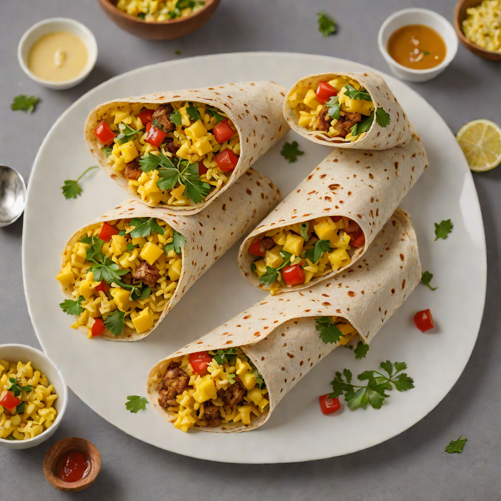 Chapati Breakfast Wrap with Scrambled Eggs and Spiced Potato Hash