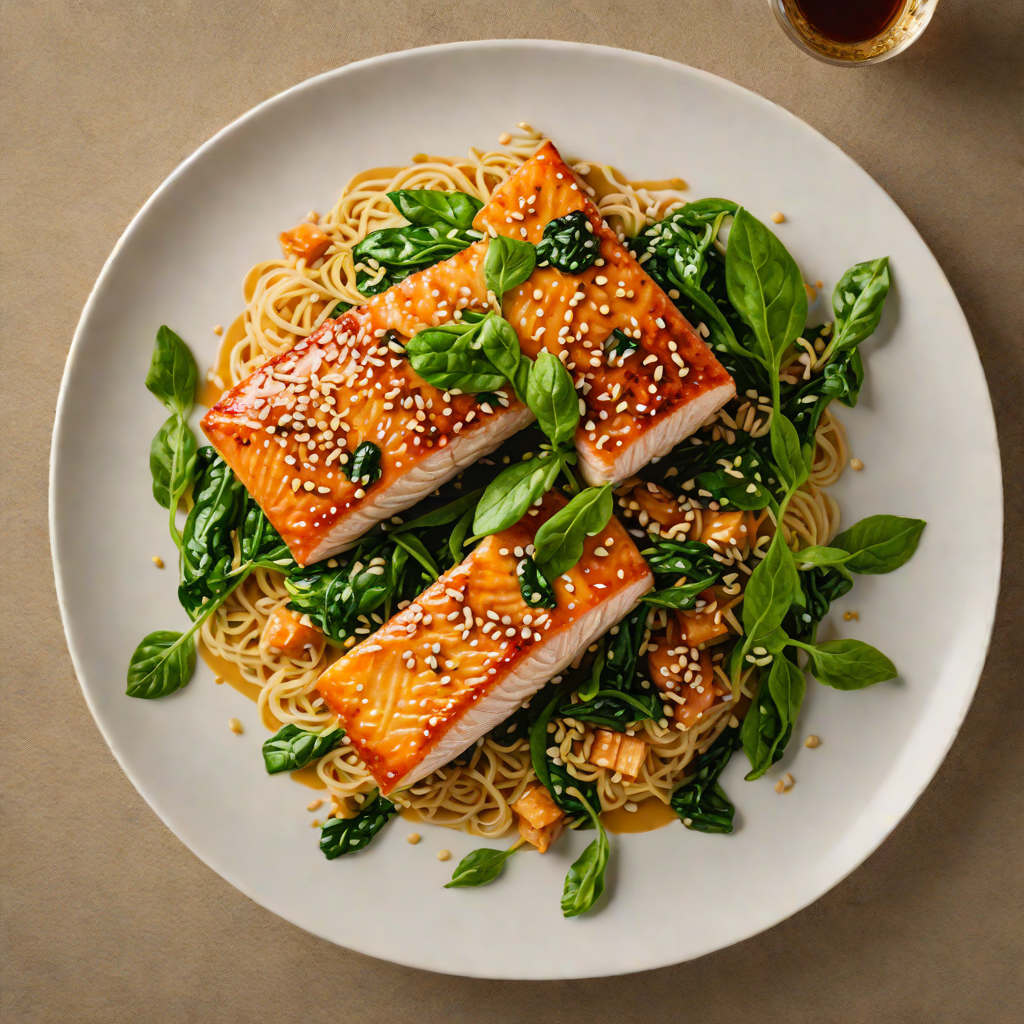 Pan-Fried Miso-Glazed Salmon with Sesame Spinach