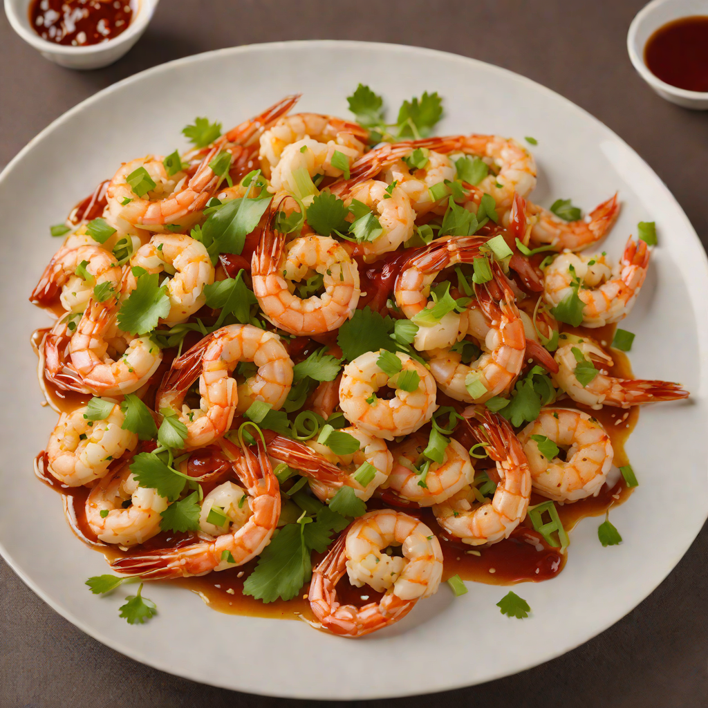 Sautéed Shrimp with Garlic-Chili Sauce and Scallions