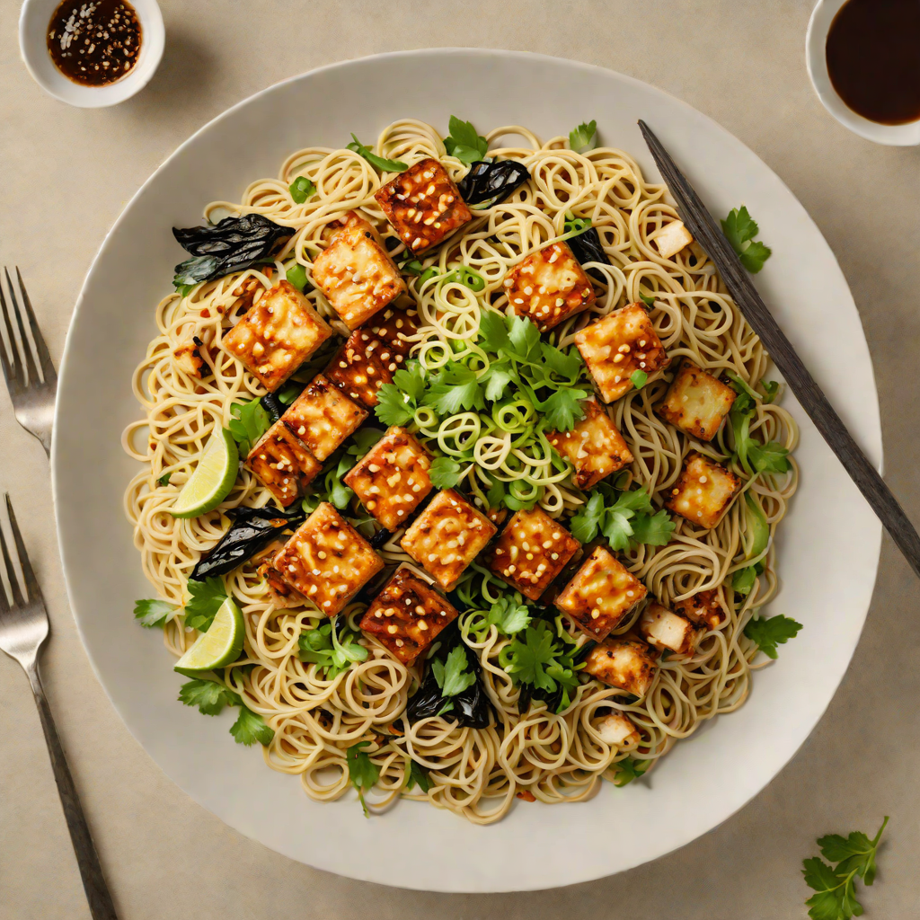 Ginger-Scallion Noodle Bowl with Charred Tofu