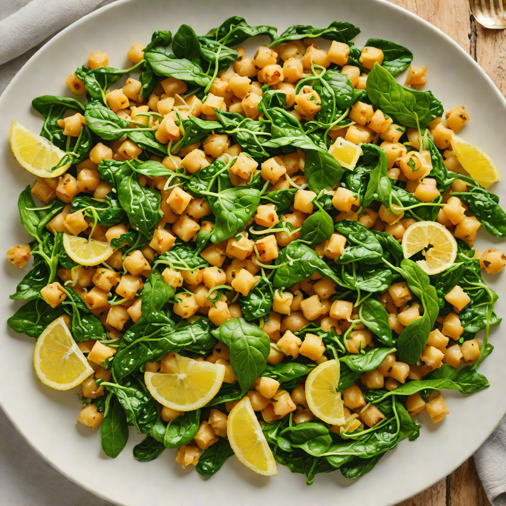 Sautéed Chickpea and Spinach Bowl with Lemon-Garlic Dressing