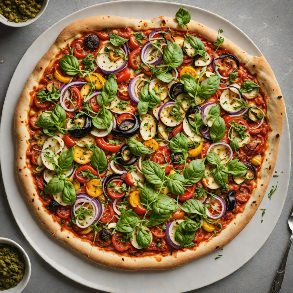 Sourdough Pizza al Taglio with Seasonal Roasted Vegetables and Pesto