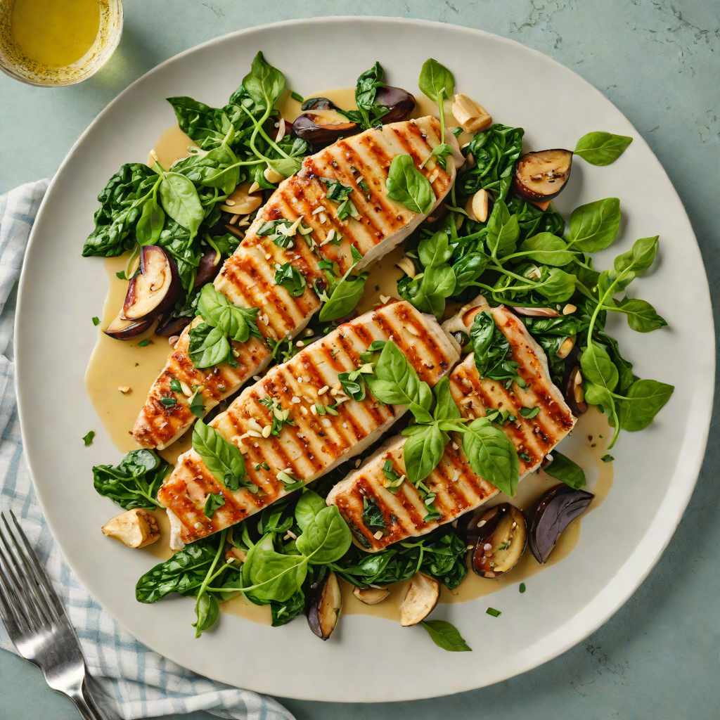 Eggplant and Spinach Stuffed Chicken Breast with Garlic Butter