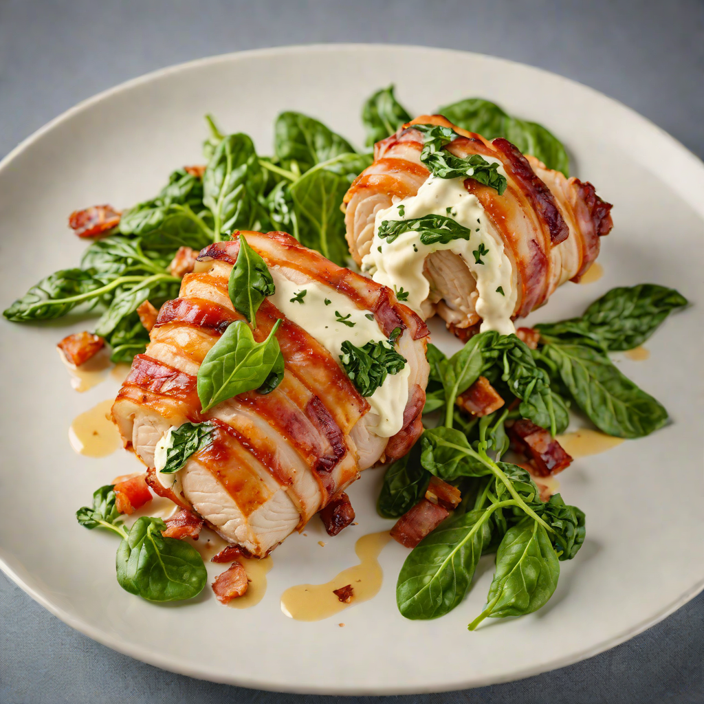 Bacon-Wrapped Stuffed Chicken Breast with Cream Cheese Spinach