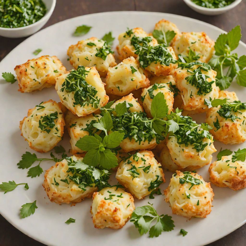Roasted Cassava and Cheese Puffs with Fresh Herb Chimichurri