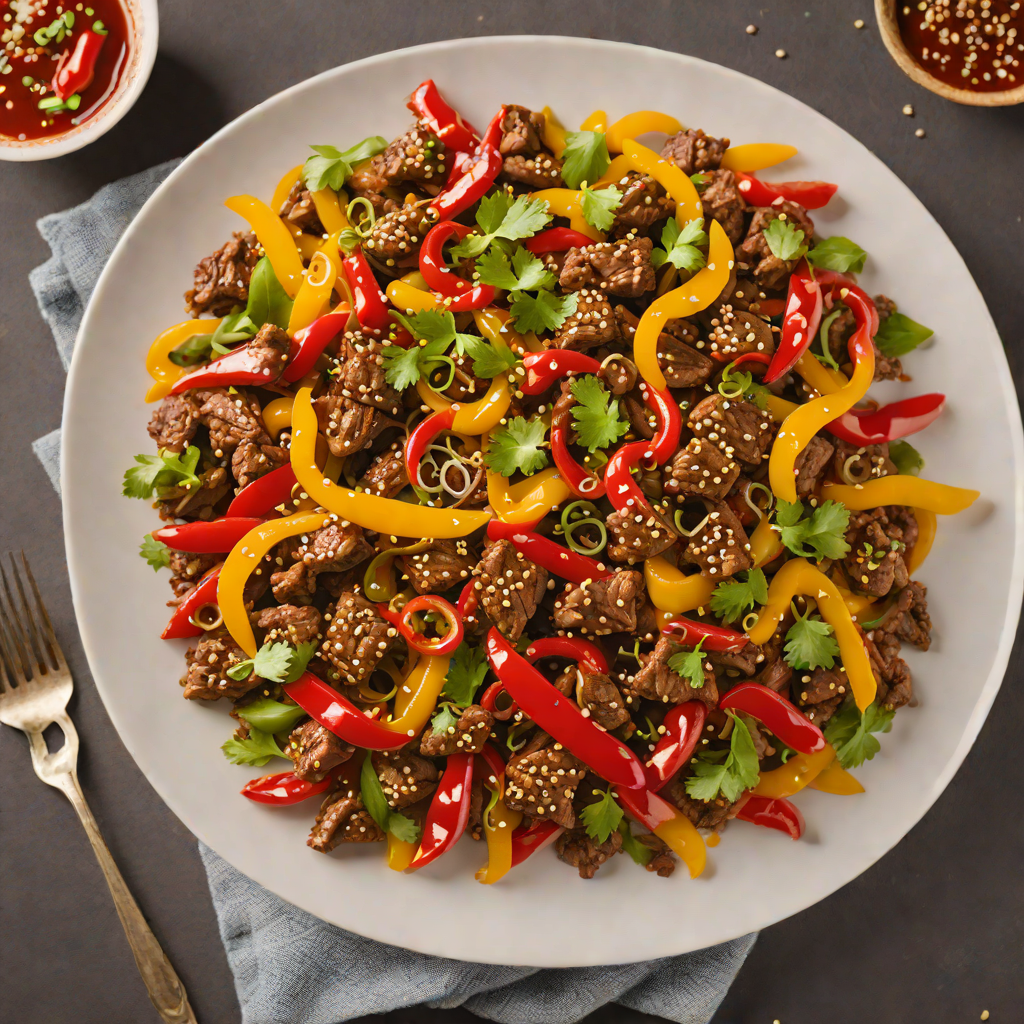 Quick Spicy Szechuan Stir-Fried Beef with Bell Peppers
