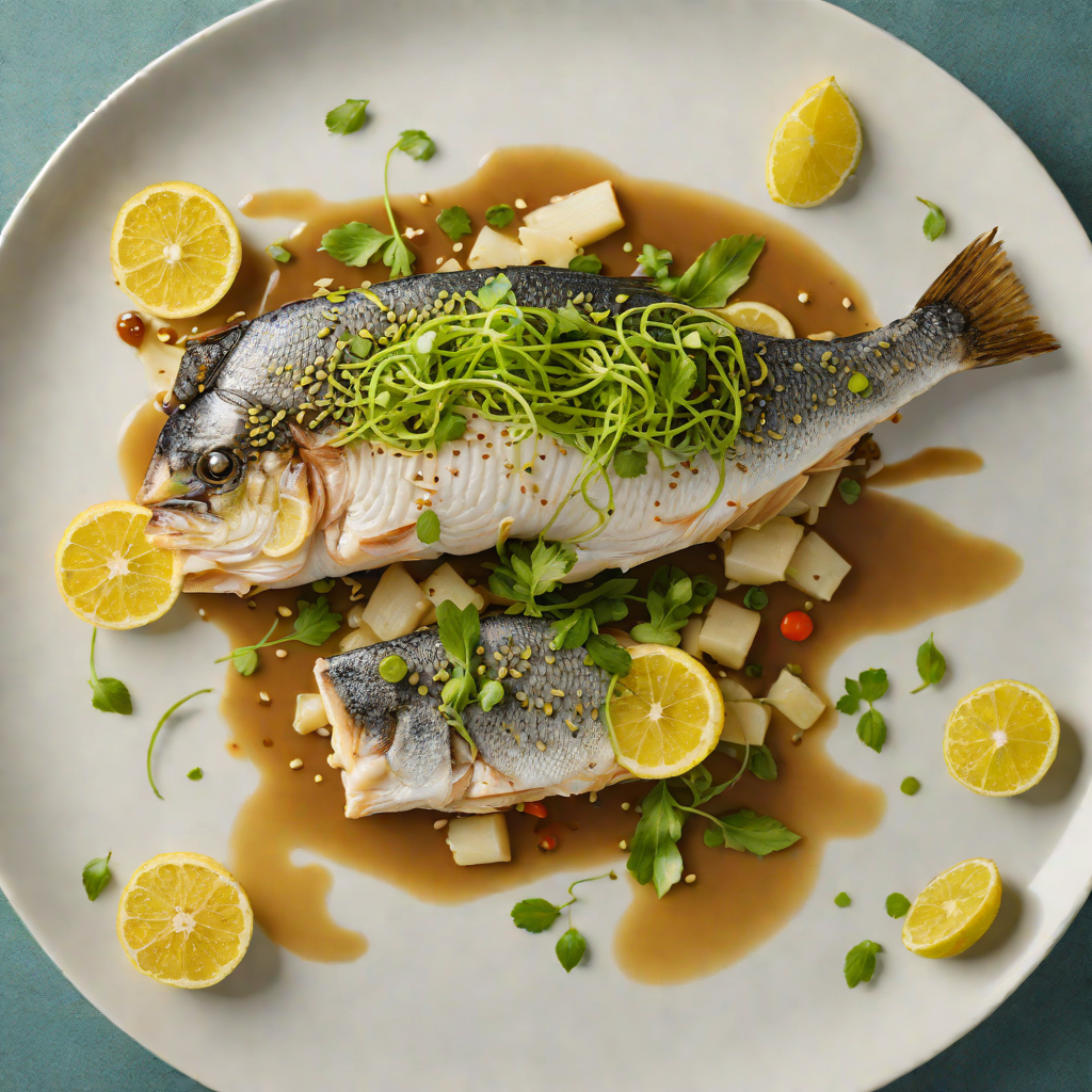 Steamed Lemon-Ginger Sea Bass with Scallion Soy Drizzle