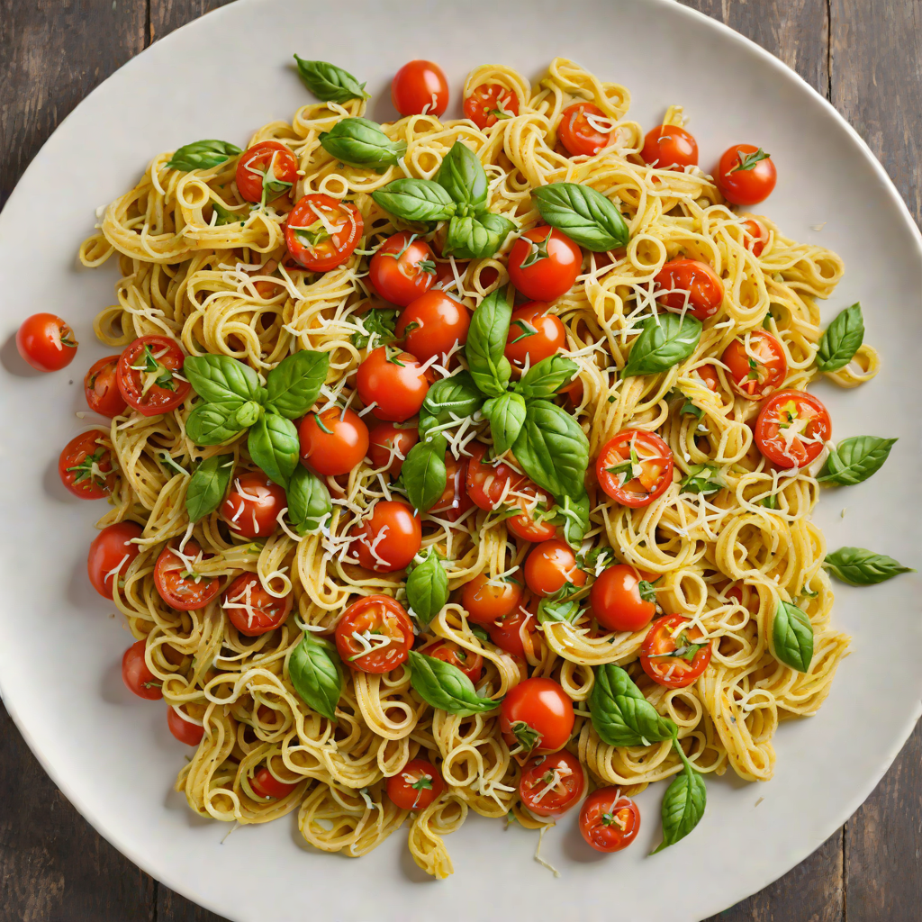 Creeper Pesto Pasta with Cherry Tomatoes and Parmesan
