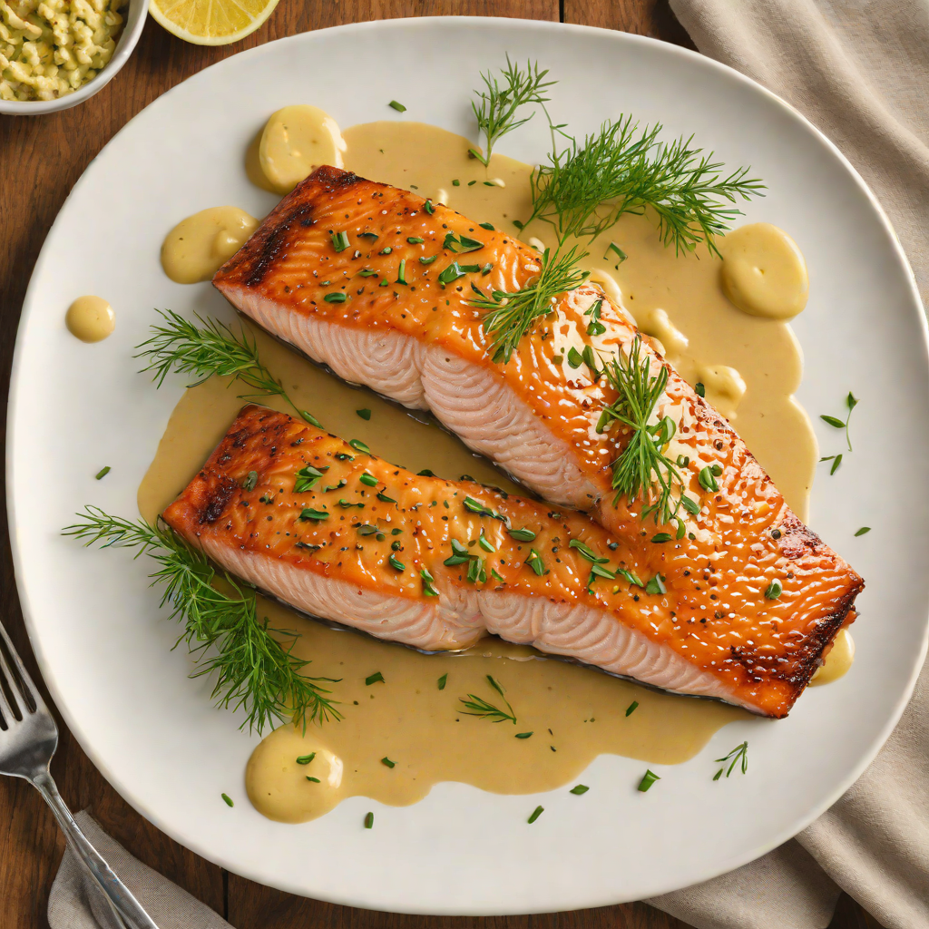 Maple-Glazed Canadian Salmon with Mustard-Dill Sauce