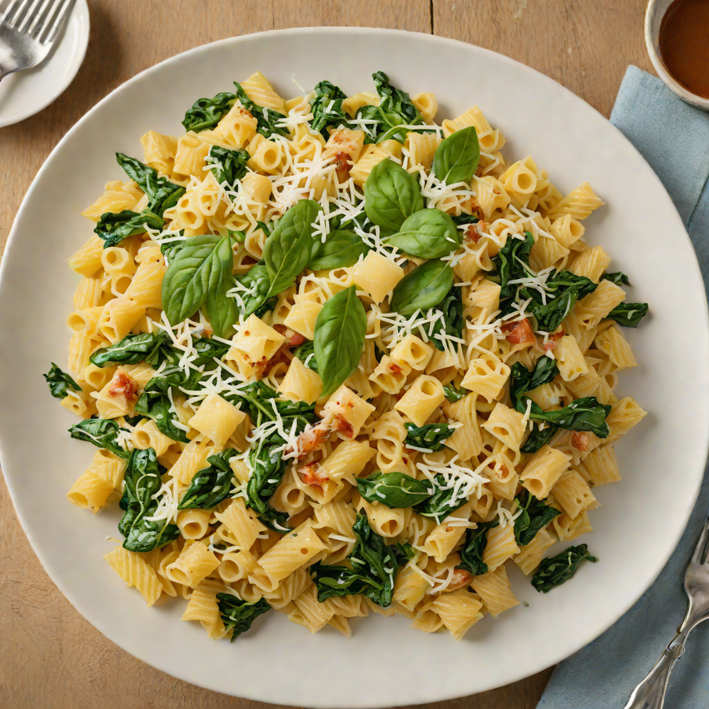 Baked Four-Cheese Pasta with Spinach and Garlic
