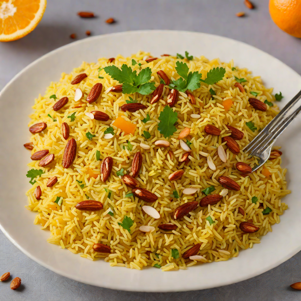 Half-Orange Saffron Rice Pilaf with Toasted Almonds