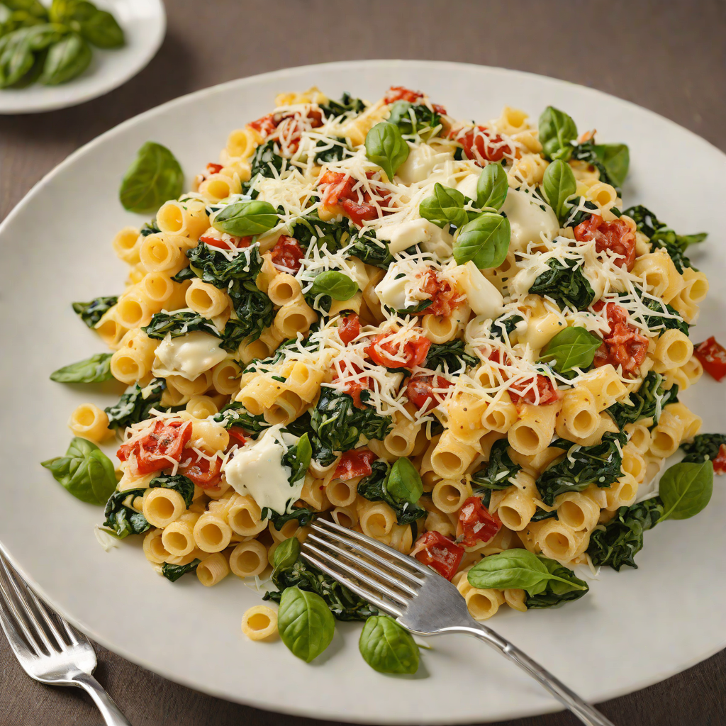 Baked Fourth-Course Italian Pasta Bake with Spinach and Mozzarella