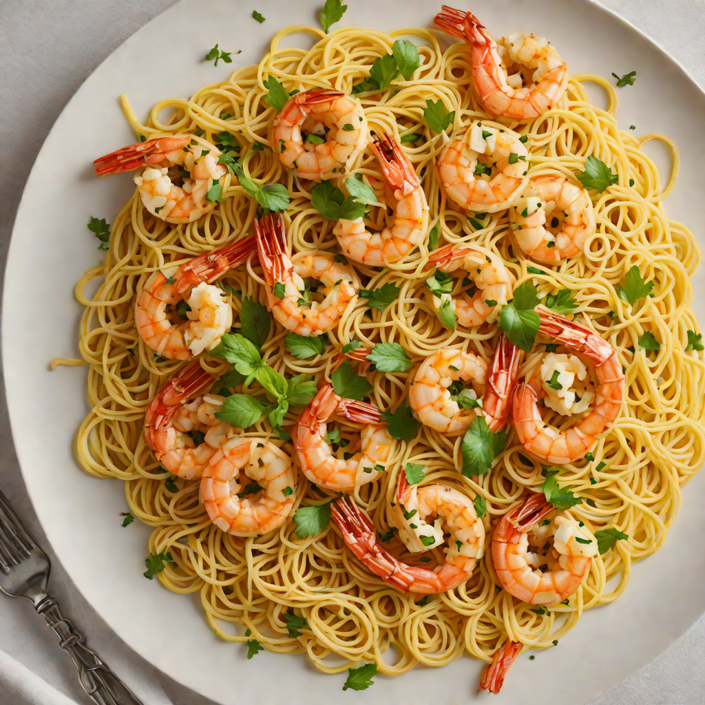 Sautéed Garlic Butter Shrimp with Spaghetti