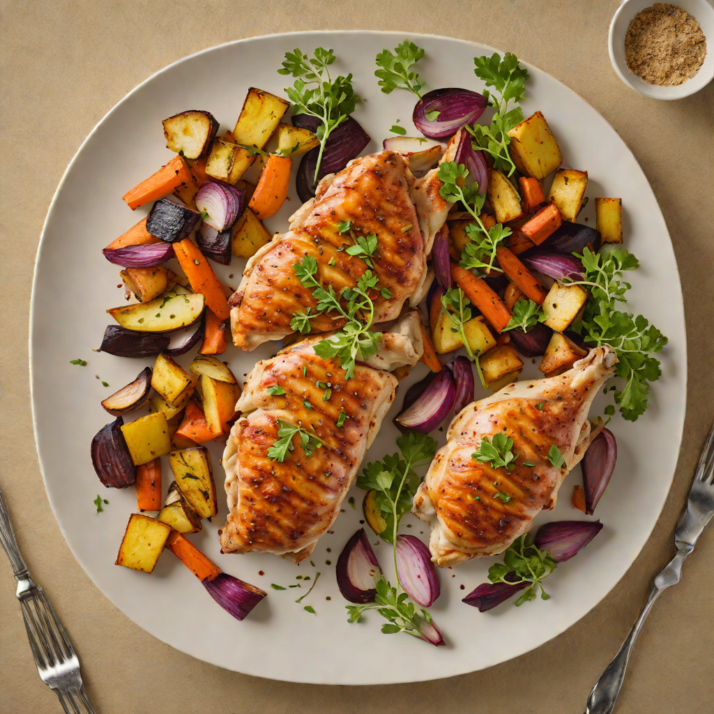 Pan-Seared Chicken with Caribbean Spice Rub and Roasted Root Vegetables