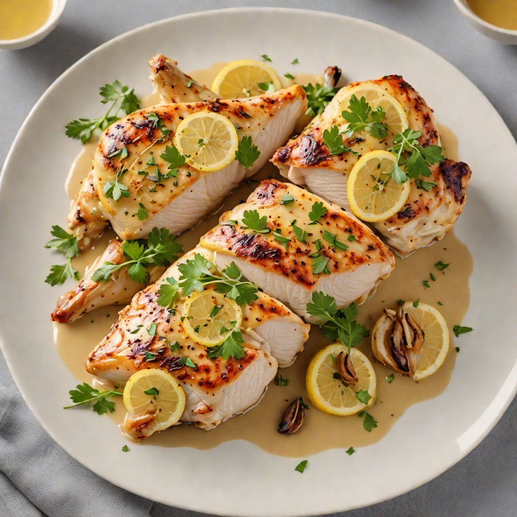 Pan-Seared Chicken with Lemon-Dijon Sauce and Roasted Garlic