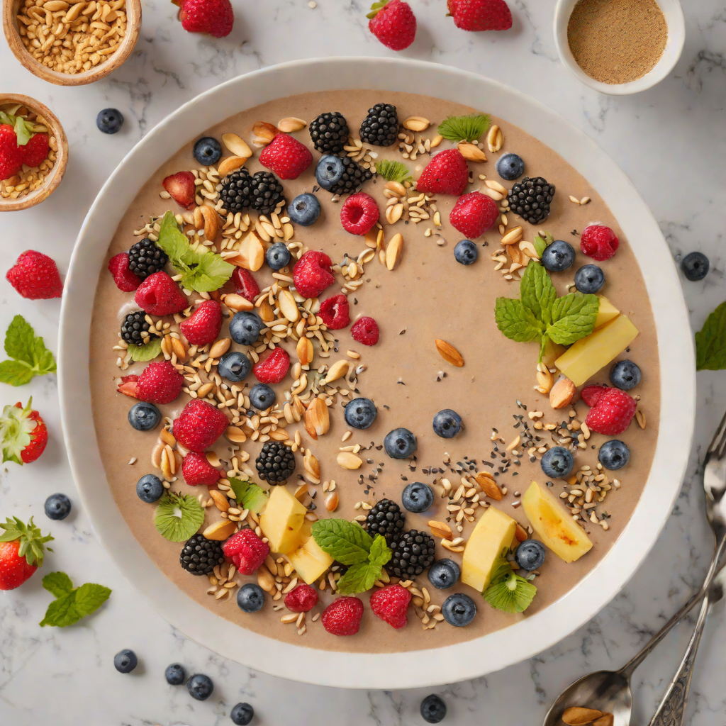 Frozen Fruit Smoothie Bowl with Almond Butter and Chia Seeds