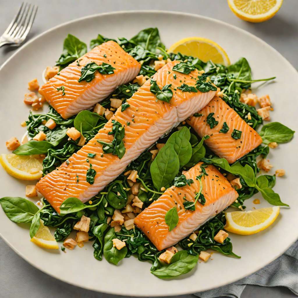 Sautéed Salmon with Spinach and Lemon-Garlic Sauce