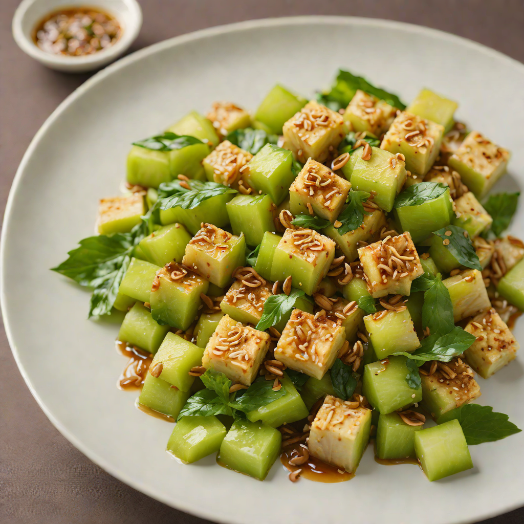Stir-Fried Okinawan Bitter Melon with Tofu and Garlic