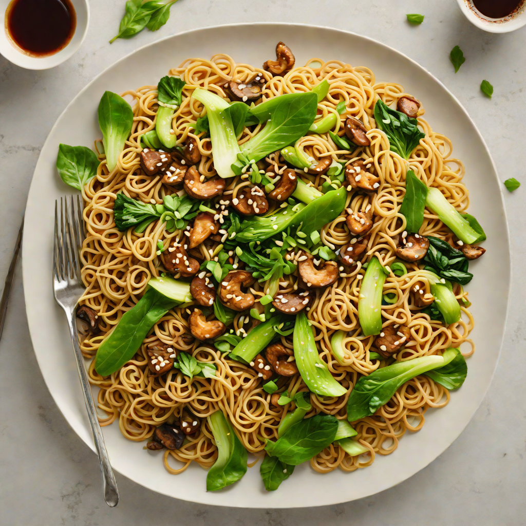Stir-Fried Shanghai Noodles with Baby Bok Choy and Shiitake