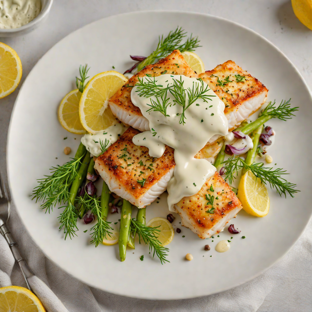 Pan-Seared Cod with Lemon-Dill Yogurt Sauce