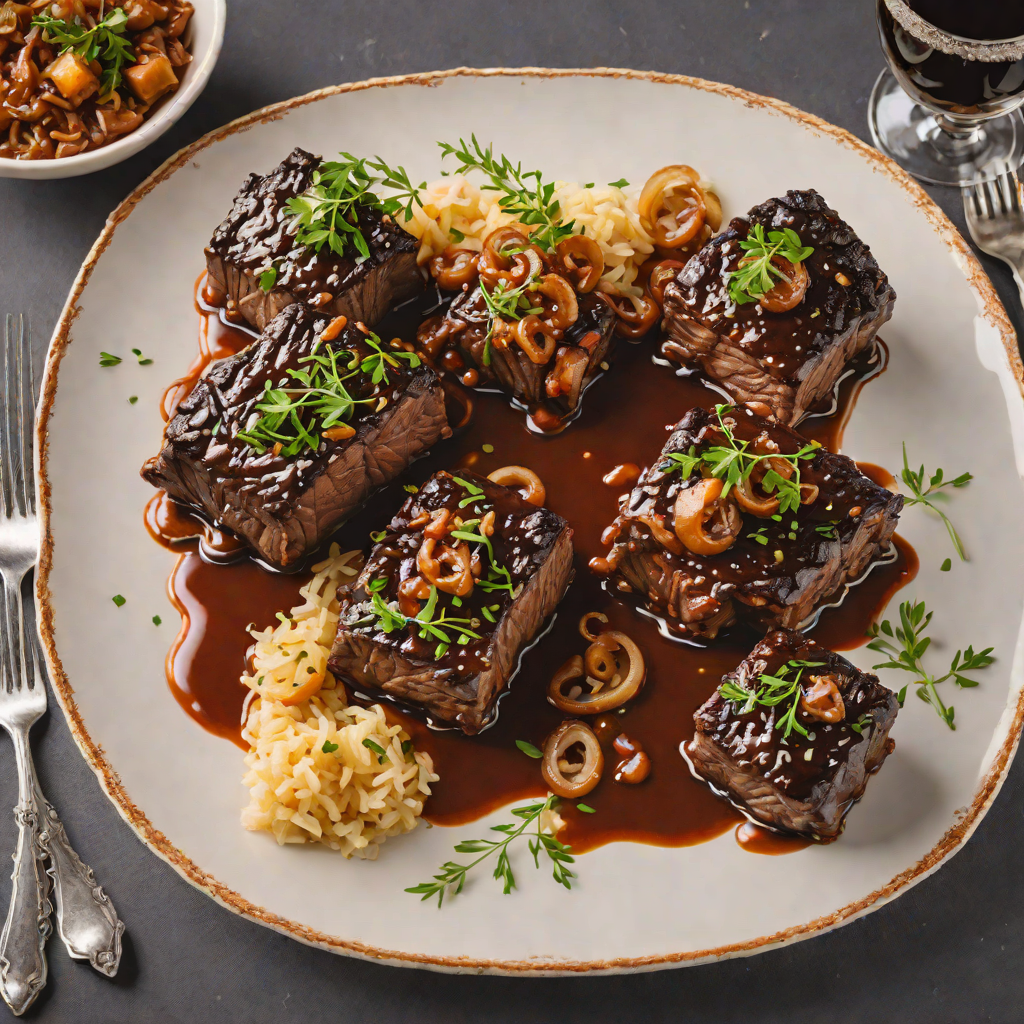 Dark Beer-Braised Short Ribs with Caramelized Onions