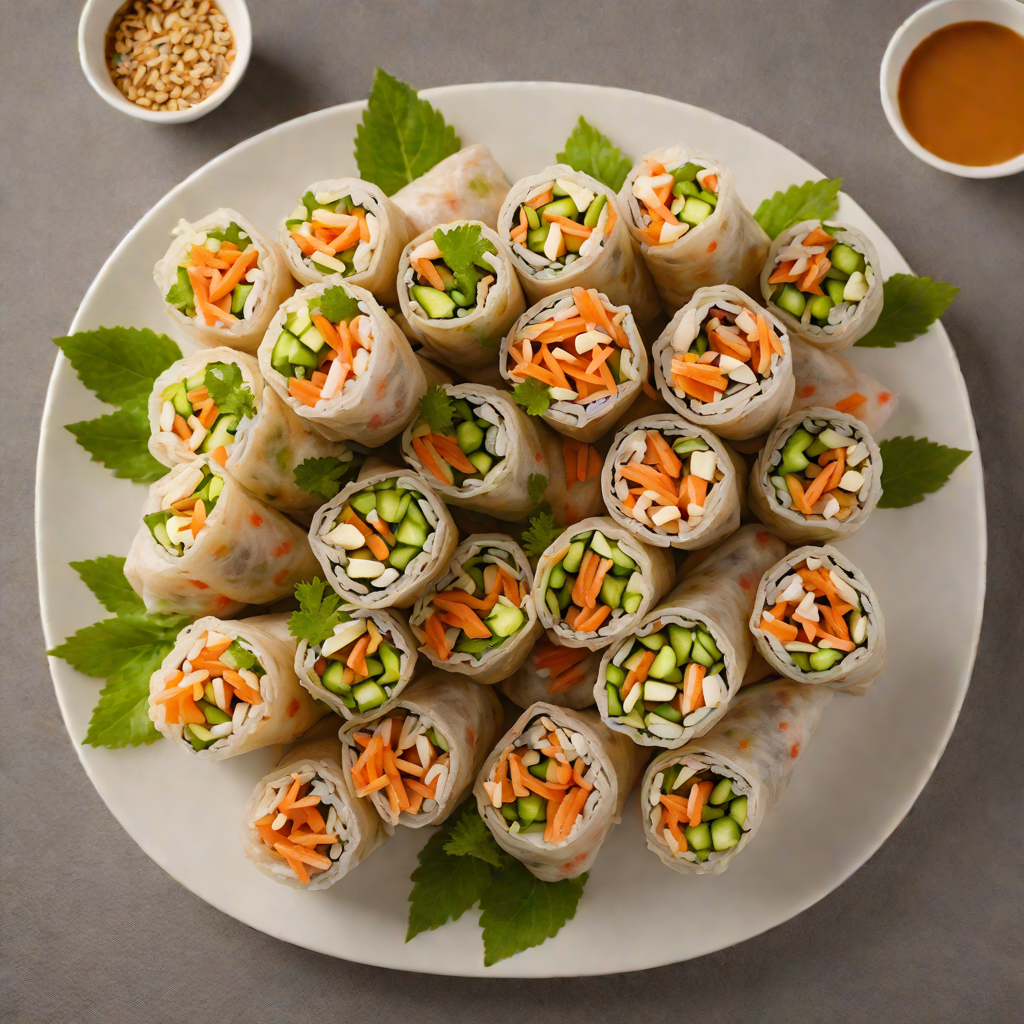 Fresh Salmon Spring Rolls with Peanut Dipping Sauce