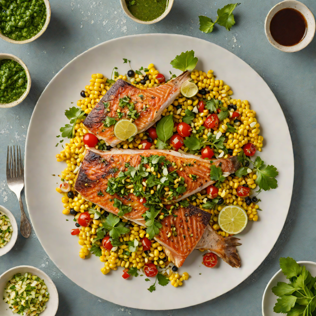 Grilled Andean Trout with Chimichurri and Roasted Corn Salad