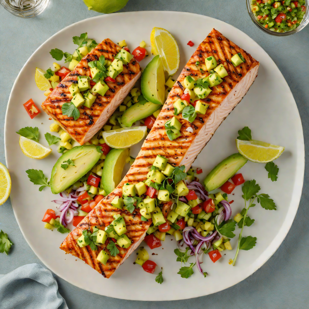 Lemon-Thyme Grilled Salmon with Avocado Salsa